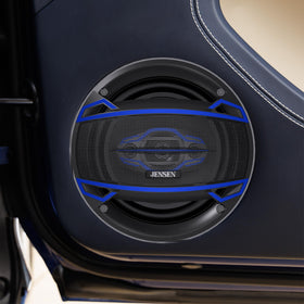 Jensen JS6504 label close-up with specs and power ratings for quick reference