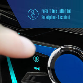 jensen USB port with cable charging a phone while playing audio