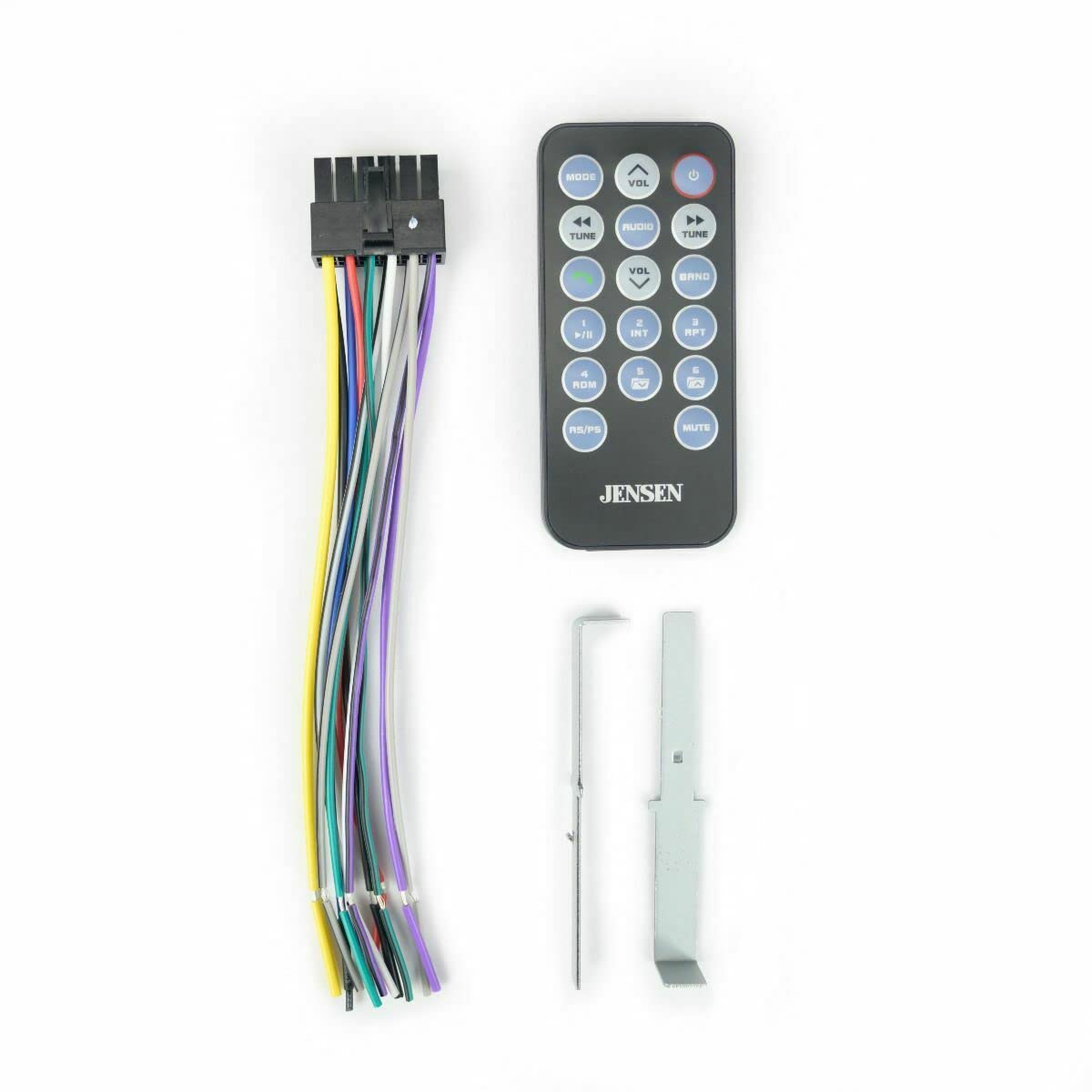Jensen MPR2110 wiring harness laid out for straightforward installation
