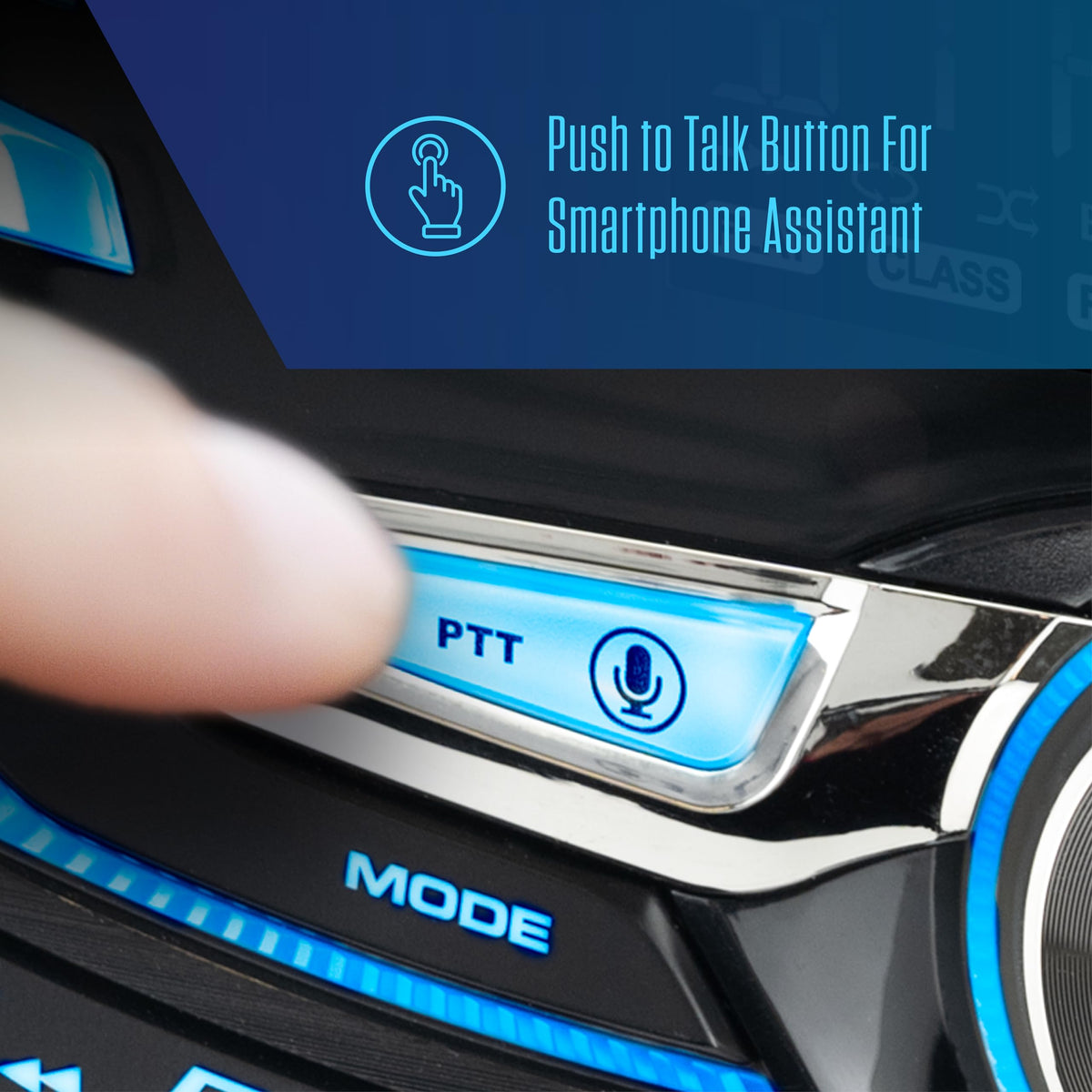 Jensen push-to-talk voice-assist button enabling hands-free control