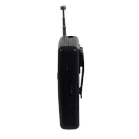 Jensen MR-80 belt clip attached for hands-free carrying and convenience