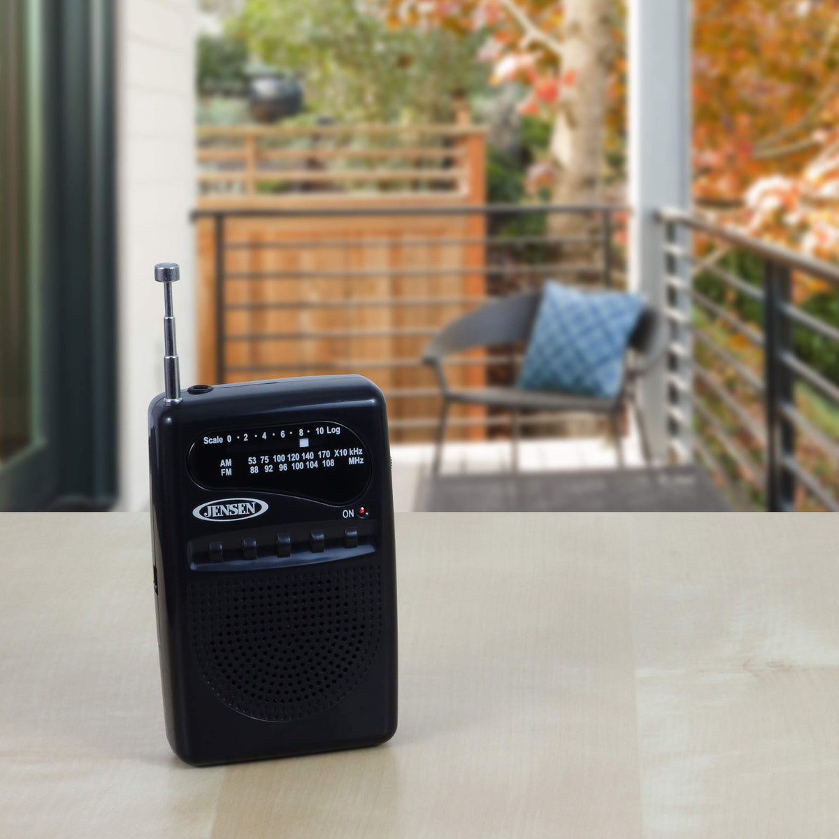 Jensen MR-80 with earphones connected for private listening on the go