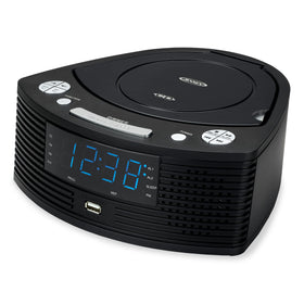 Jensen stereo compact disc player front view with built-in speakers for rich audio