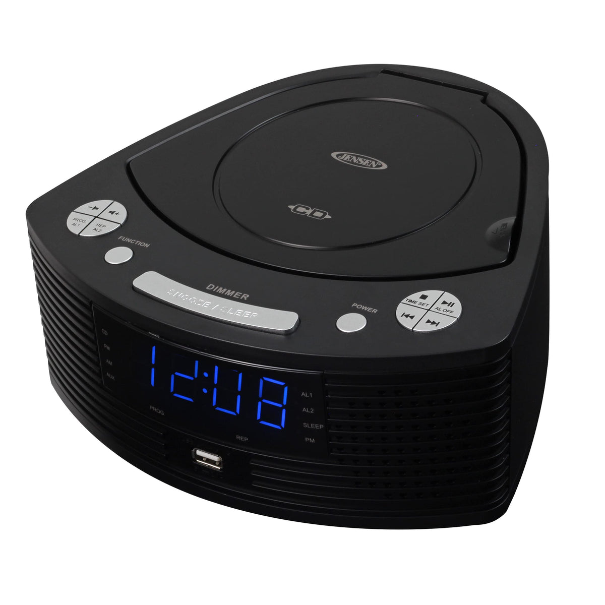 Jensen front USB port enables convenient smartphone charging while listening