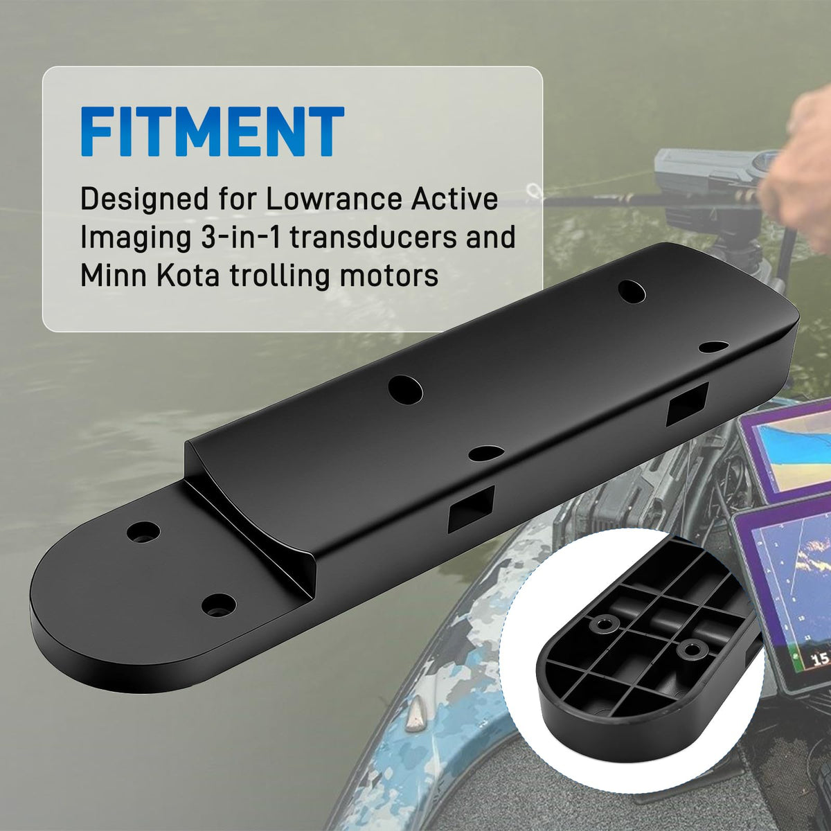 Jerbor Minn Kota trolling motor transducer mount ensures secure, plug-and-play setup.