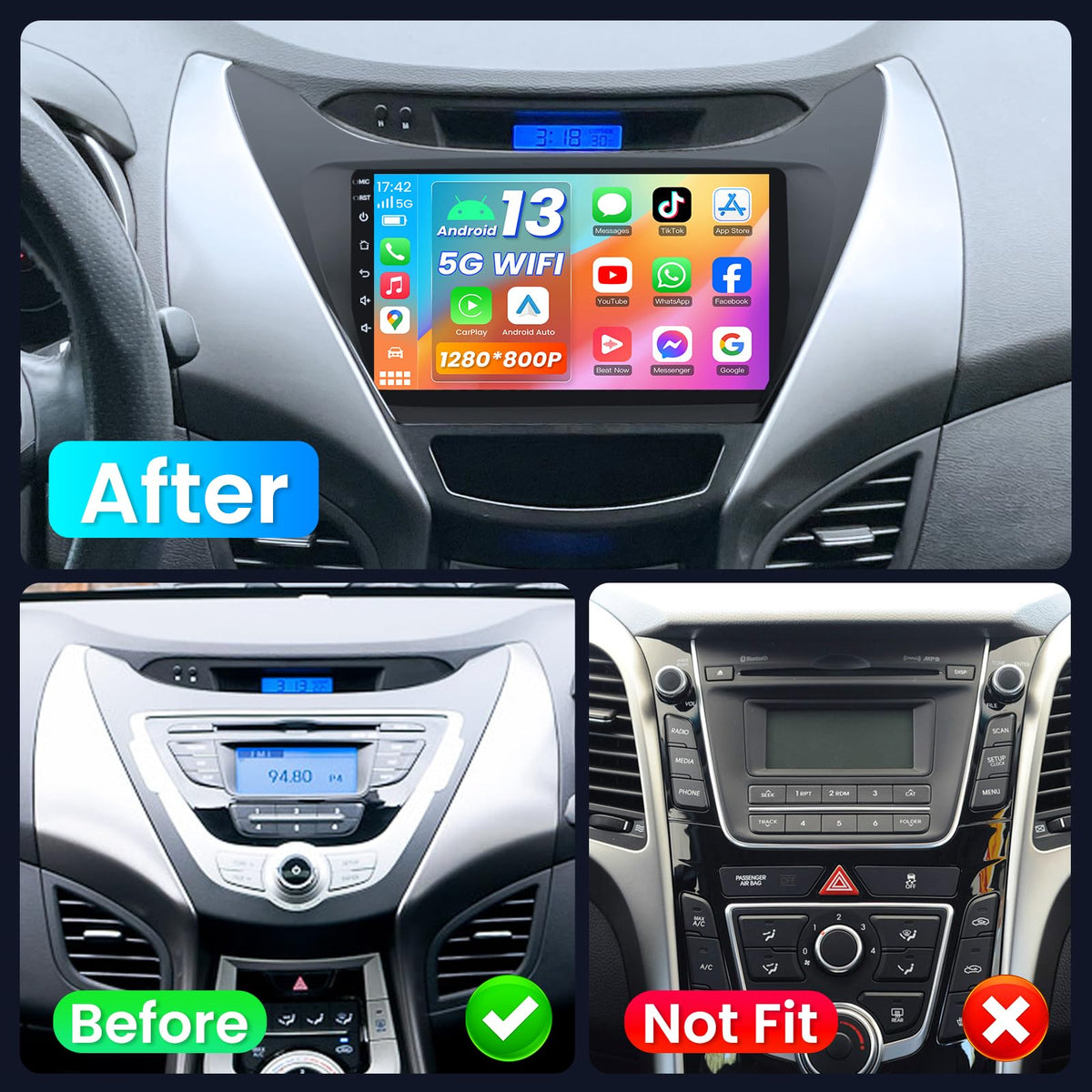 Jerqry Bluetooth and FM radio on Hyundai Elantra stereo for calls and music.