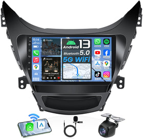 Jerqry 4Core Android car radio with 9-inch display for Hyundai Elantra 2011-2013, vivid HD screen.