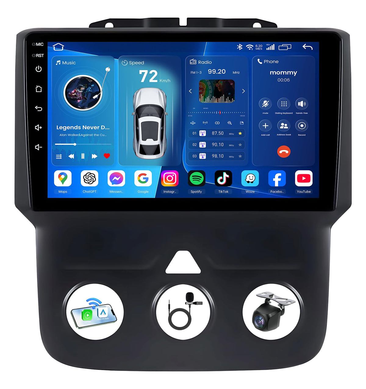 Jerqry 4Core64G Android radio with 9-inch touchscreen for Dodge RAM improves dashboard usability