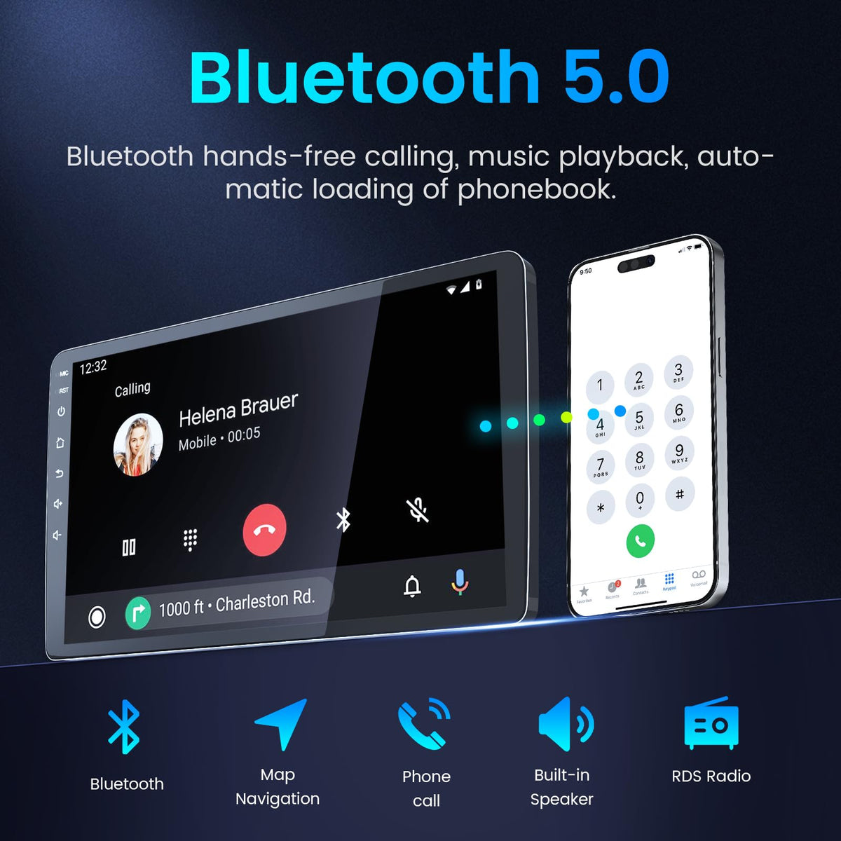 Jerqry 4Core+ Bluetooth and FM radio for hands-free calls and real-time updates