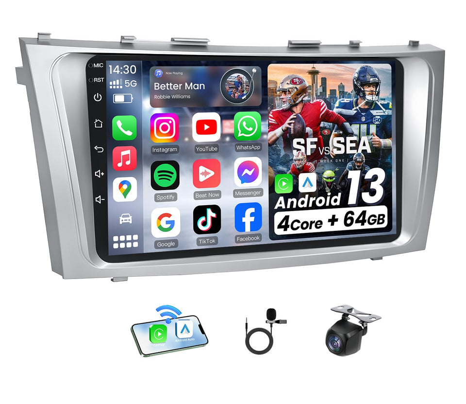 Jerqry 64G-ROM 9-inch car radio screen for Camry with crisp HD display