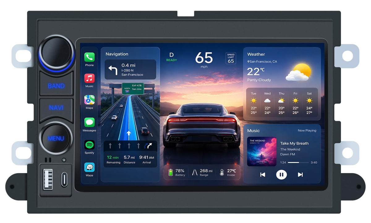 Jerqry front panel 7-inch screen showing clear icons and easy control benefits