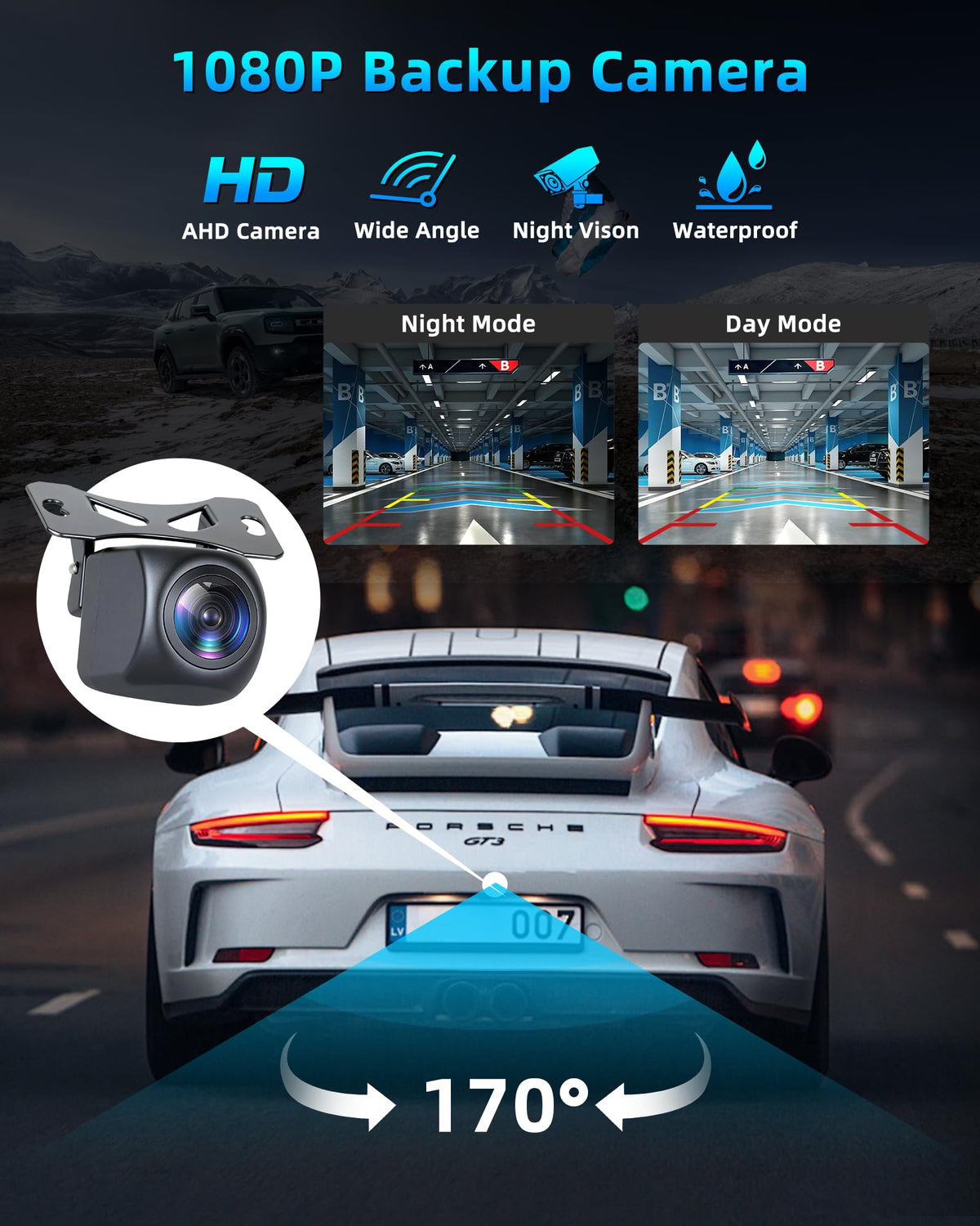Jerqry rear view 1080P camera image offering wide-angle backup visibility benefit