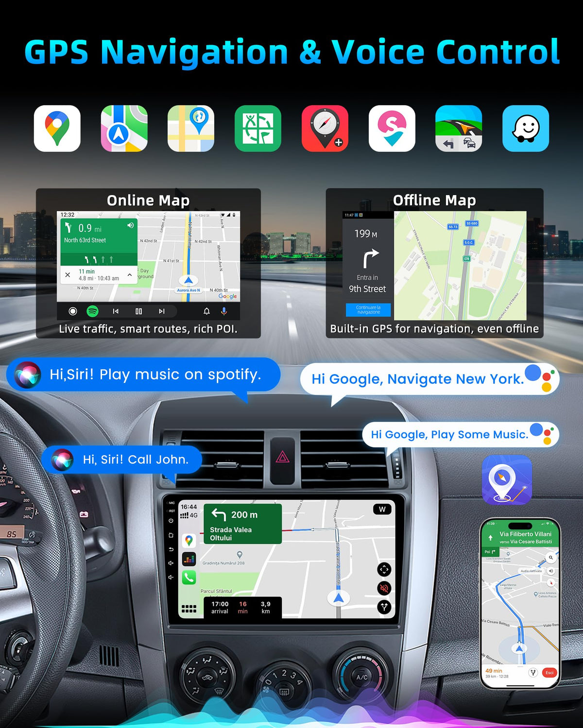 Jerqry wireless CarPlay and Android Auto for easy connectivity.