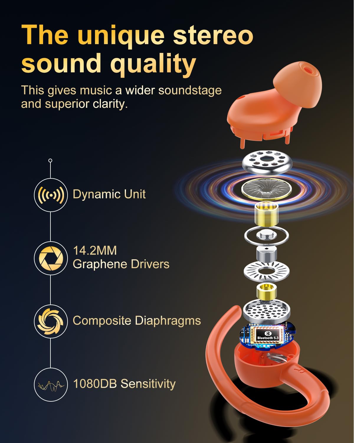 Jesebang close-up of earbud driver highlighting powerful bass