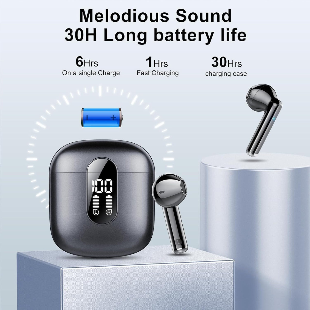 Jesebang charging case extends playback up to 30 hours.