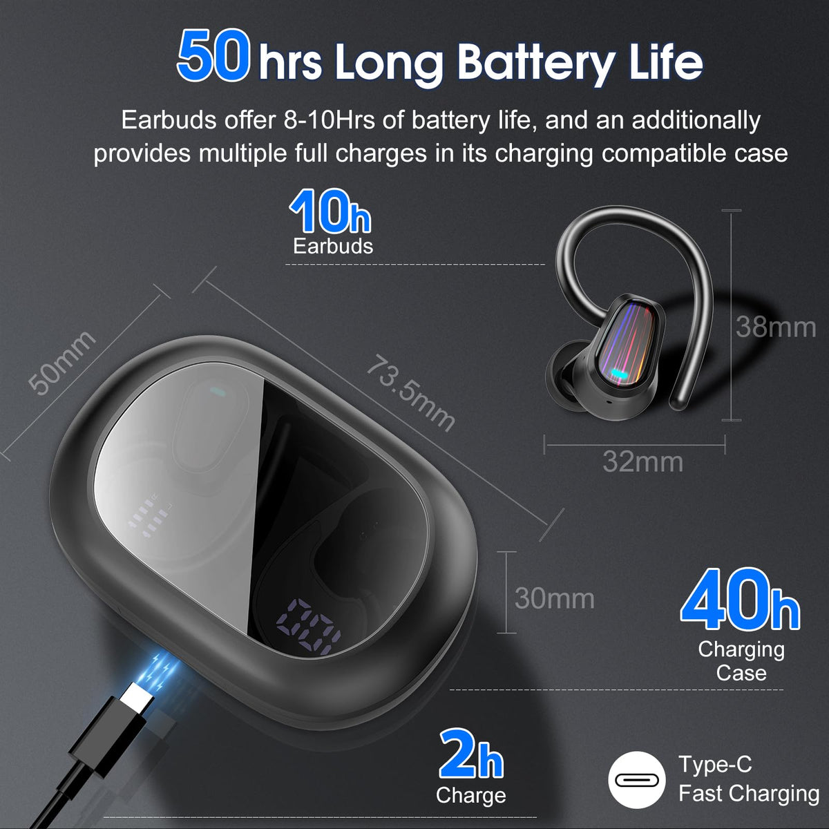 Jesebang earhook detail demonstrating elastic secure fit for intense workouts