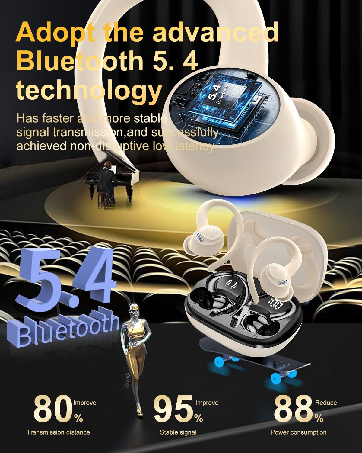 Jesebang earbud on runner showing earhook stability and secure fit