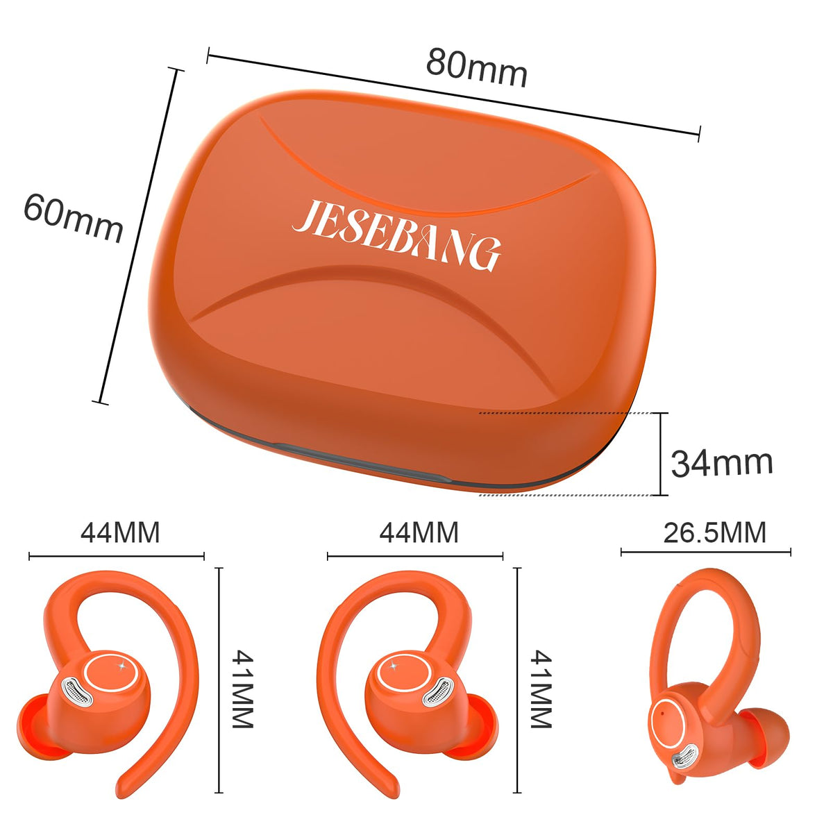 Jesebang earbuds on gym equipment showing sport-ready design