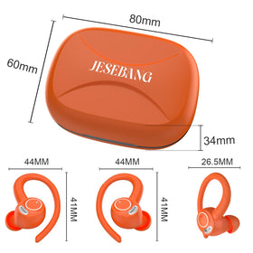 Jesebang earbuds on gym equipment showing sport-ready design