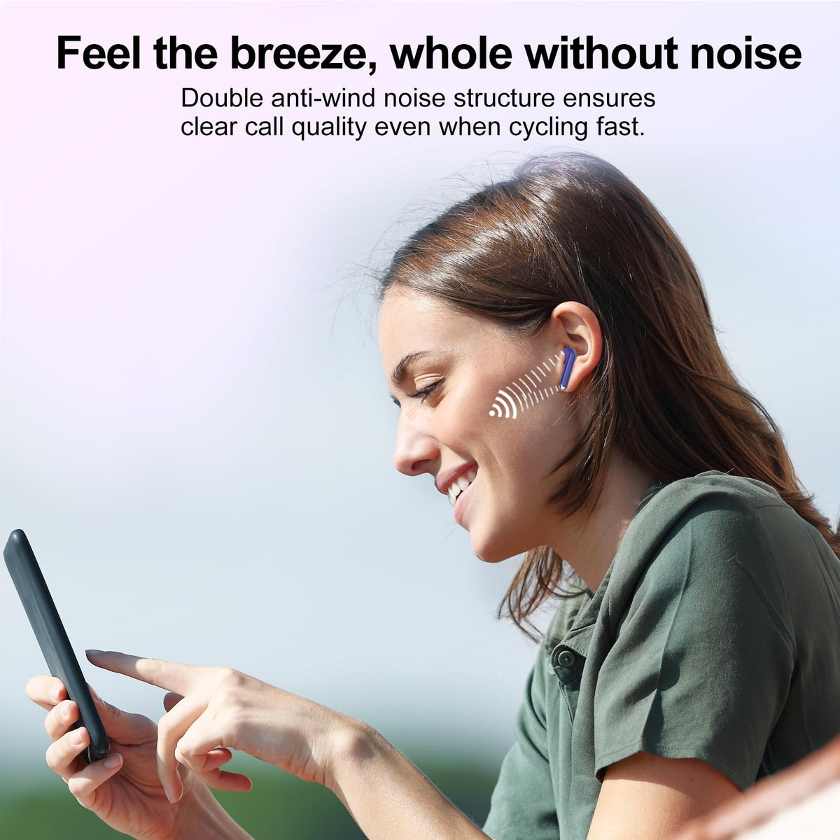 Jesebang wireless earbuds blue dynamic drivers; immersive stereo with vocal clarity.