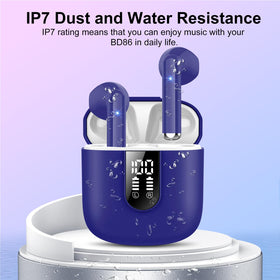 Jesebang wireless earbuds blue touch control; effortless playback and calls.