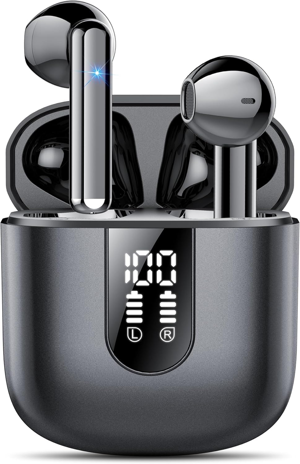 Jesebang wireless earbuds with LED display case show battery levels for quick planning.
