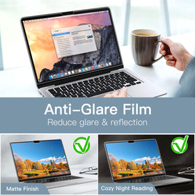 JETech protector with anti-fingerprint coating keeps the display clean.