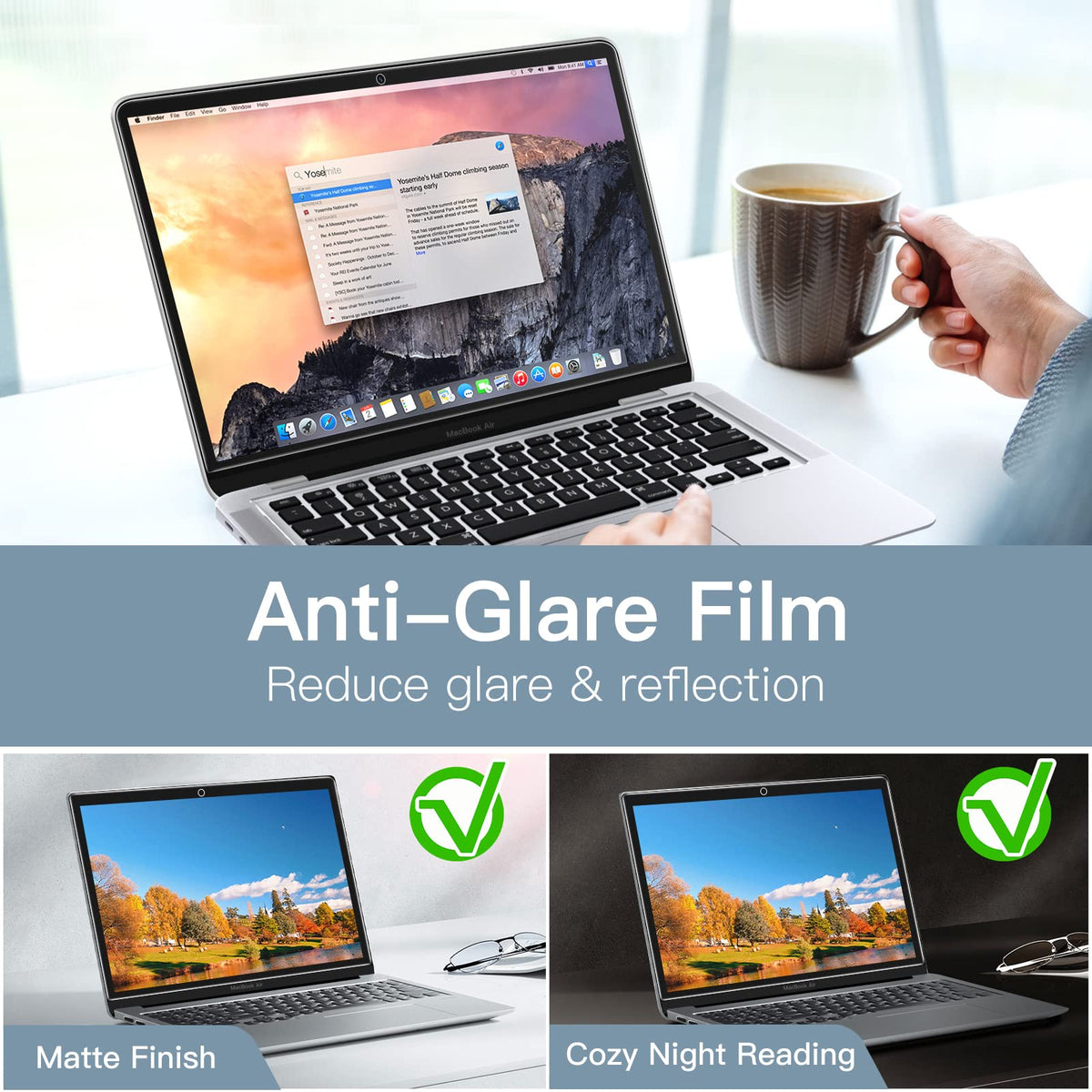 JETech screen protector for MacBook Air 13 anti glare matte reduces glare in bright rooms