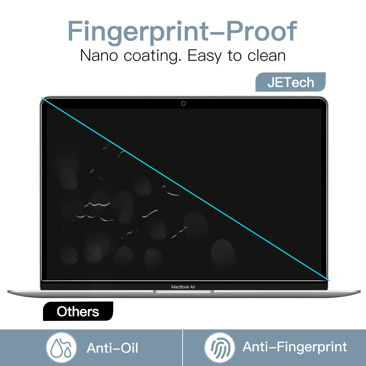 JETech MacBook Air 13 protector fingerprint proof keeps screen cleaner during daily use