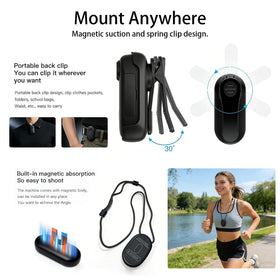 JETO magnetic clip attached to shirt offering secure hands-free filming