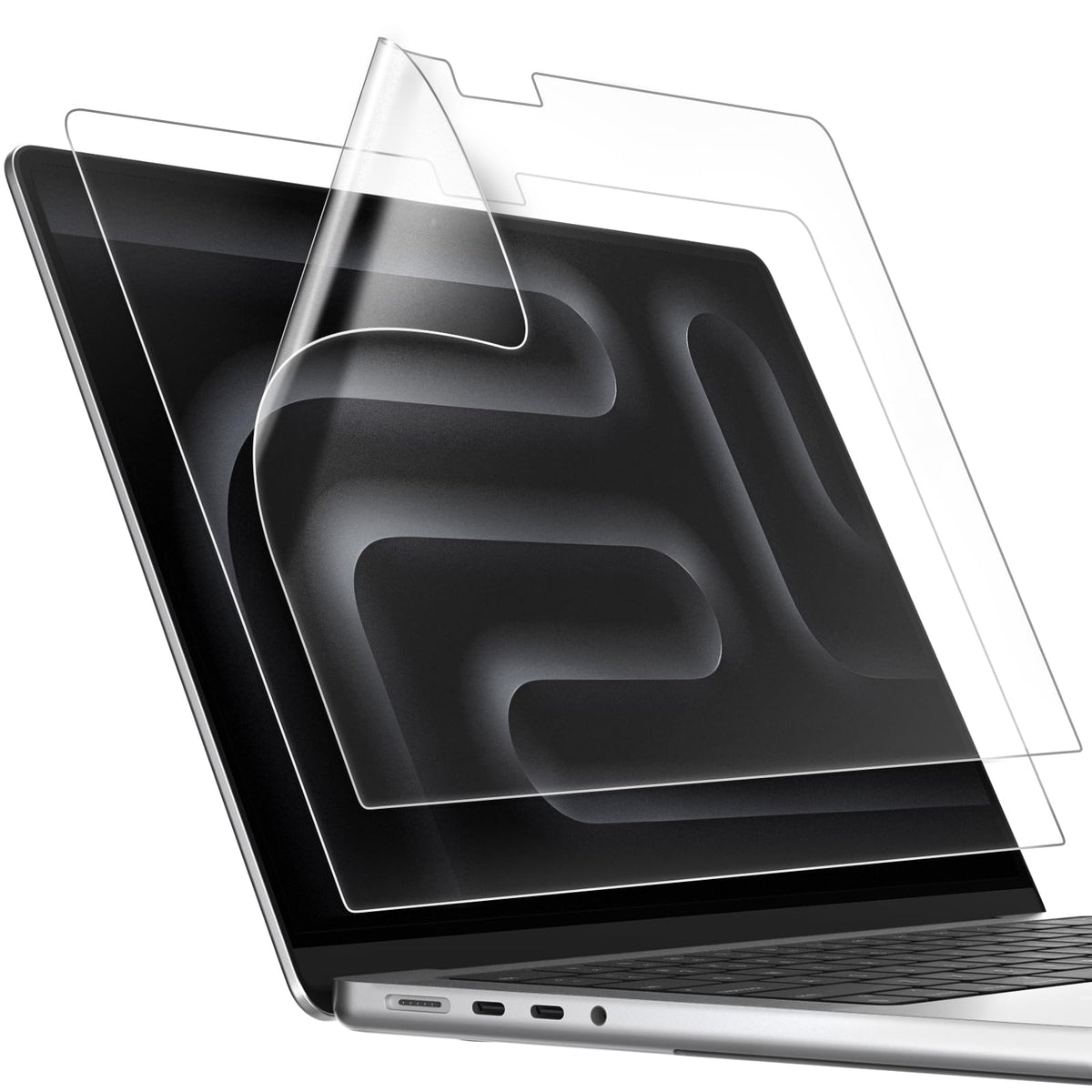 JETech anti-glare matte film on MacBook Pro 14 reduces reflections for comfortable viewing