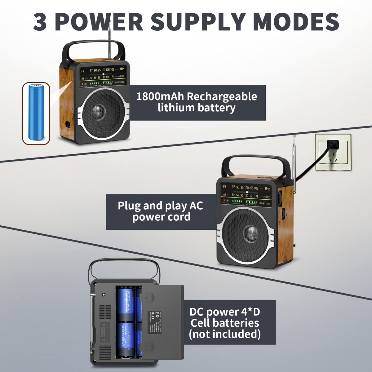 JEUJUG with 18-inch telescopic antenna extended for better FM reception