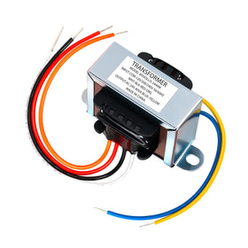 JFJDSM 24V 40VA transformer front view showing compact footprint for tight spaces