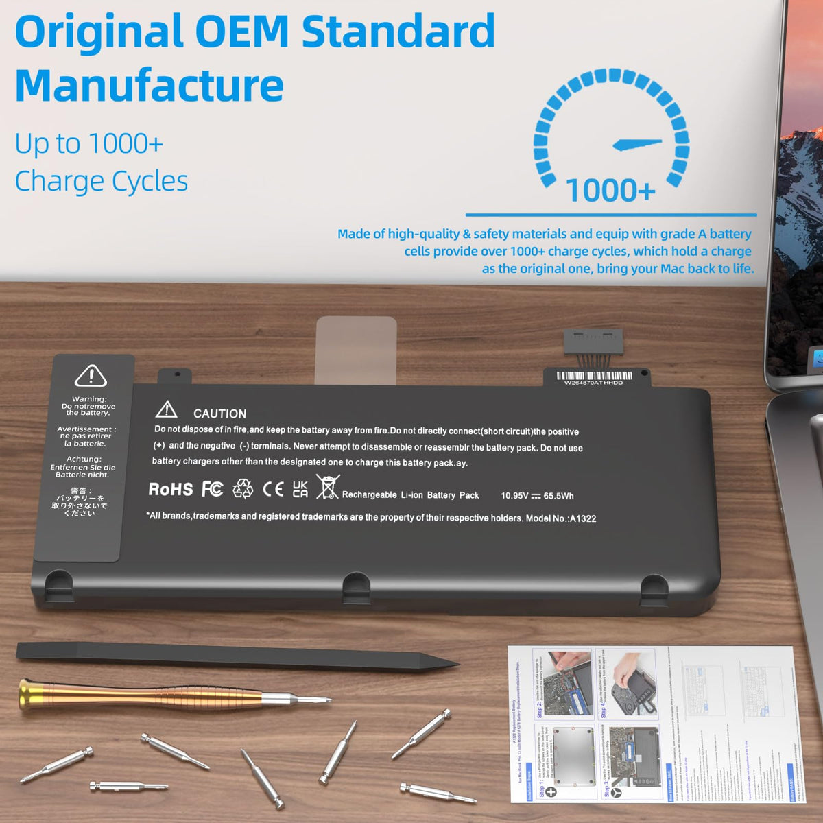 JGTM UL CE RoHS certified battery for reliable MacBook use