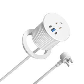 Jgstkcity power grommet top view with PD USB-C port for neat desk charging.