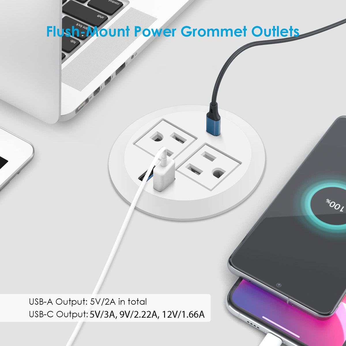 Jgstkcity grommet with three USB ports for multiple devices