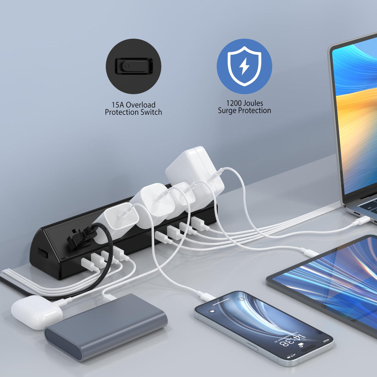 Jgstkcity 45W fast charging USB C ports provide quick power for devices.