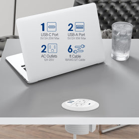 Jgstkcity overhead view of AC outlets and USB ports highlighting multi-device charging