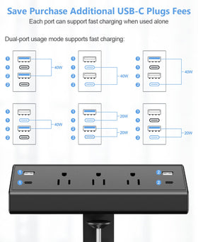 Jgstkcity AC outlets spacing view allowing large adapters without blocking sockets