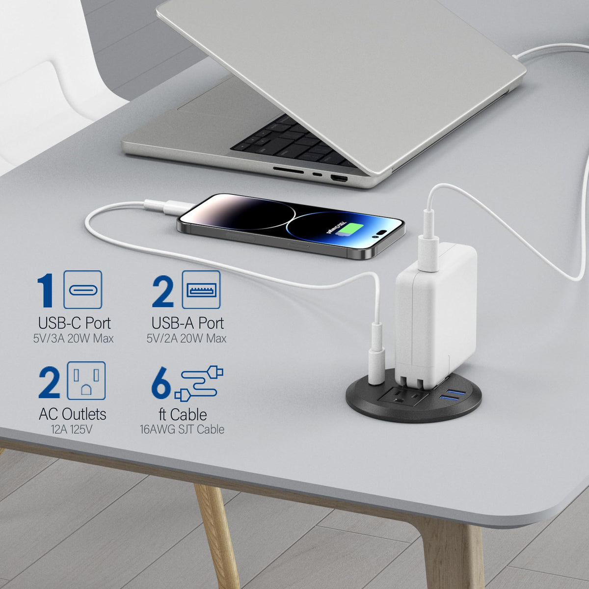 Jgstkcity close-up of USB-C PD and USB-A ports highlighting easy access