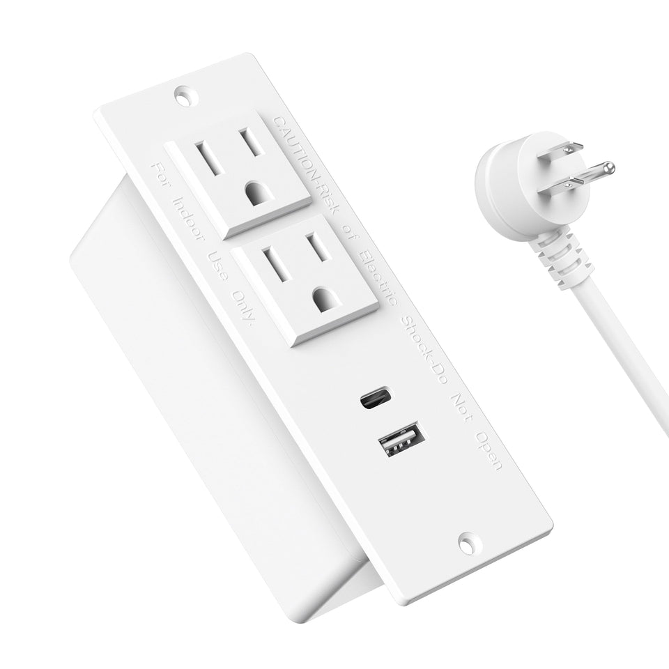 Jgstkcity conference recessed power strip side view with convenient outlet access.