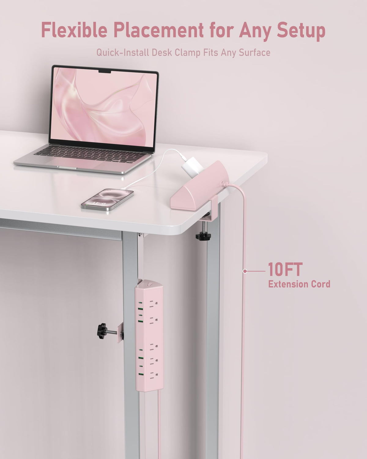 Jgstkcity desk clamp with 10ft cord for flexible desk placement