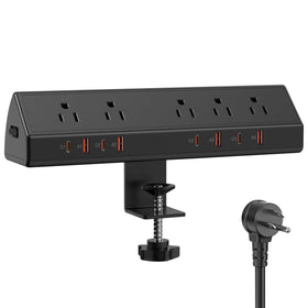 Jgstkcity desk clamp power strip with 65W USB-C fast charging for quick device charging.