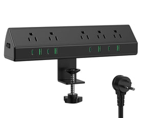 Jgstkcity desk clamp power strip edge mount secures cables for a tidy desk.