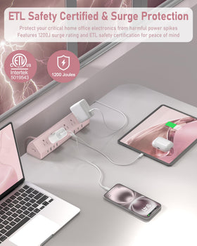 Jgstkcity desk clamp power strip USB-A ports ready for multiple devices