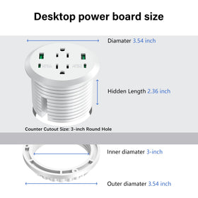 Jgstkcity grommet with 6ft cord reaches across the desk.