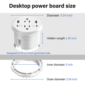 6-foot flat extension cord provides tidy under-desk routing