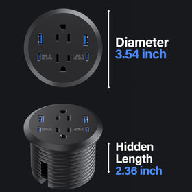Easy installation through a 3-inch round desk hole