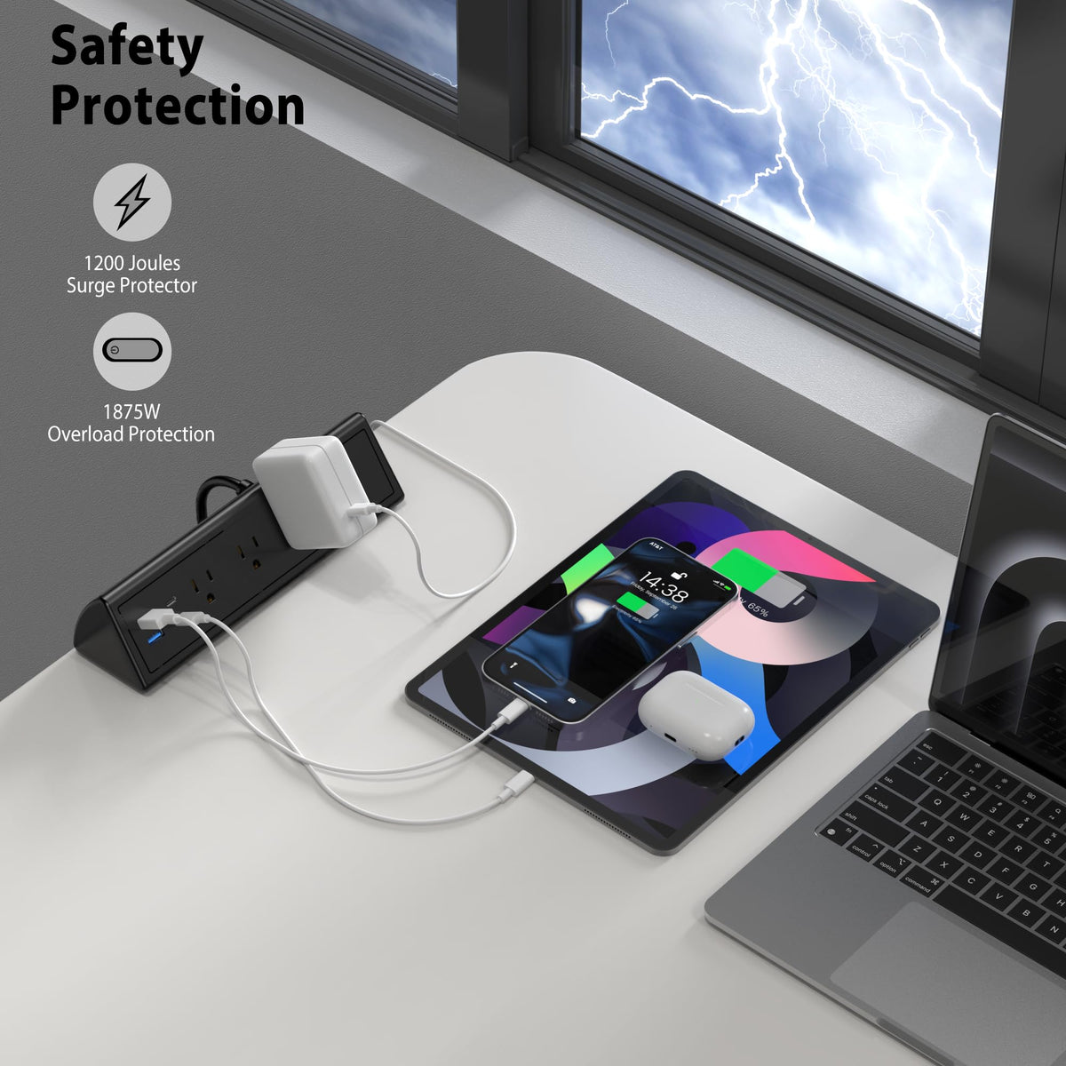 Jgstkcity edge-mount bracket securing a stable power dock to your desk