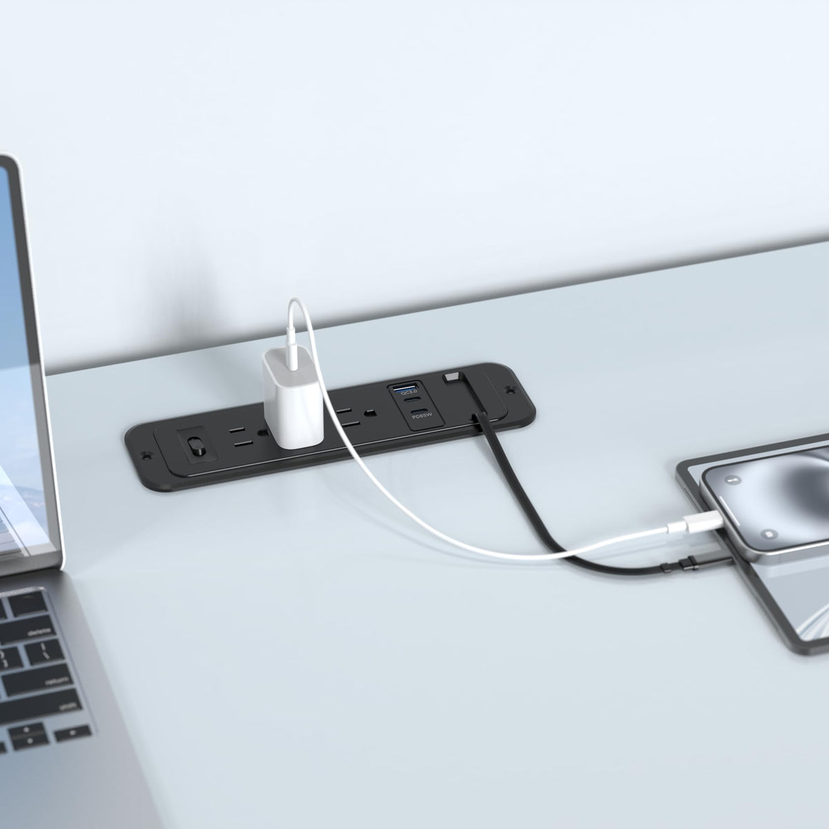 Jgstkcity flat 6ft extension cord with angled plug showing space-saving routing